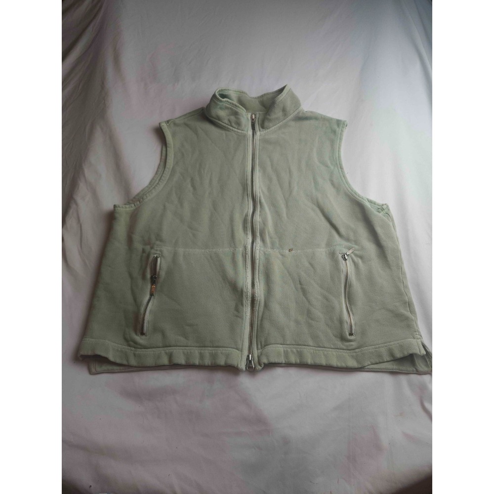 Eddie Bauer Vest Womens 2XL Green Knit Coastal Grandma Hygge Autumn Full Zip